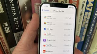 a list of apps installed on an iPhone and how much storage they take up